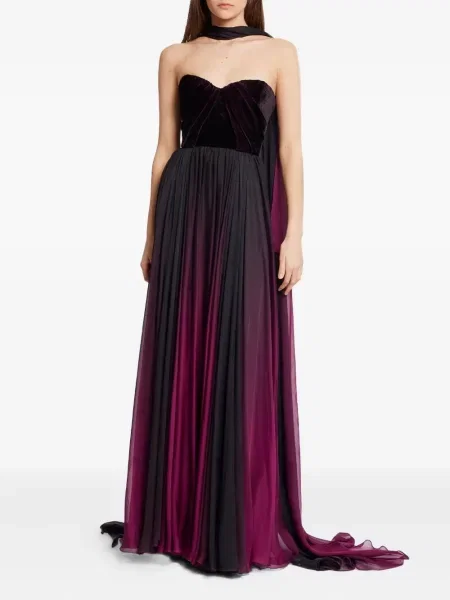 Rochie maxi Elie Saab de catifea de costum negru