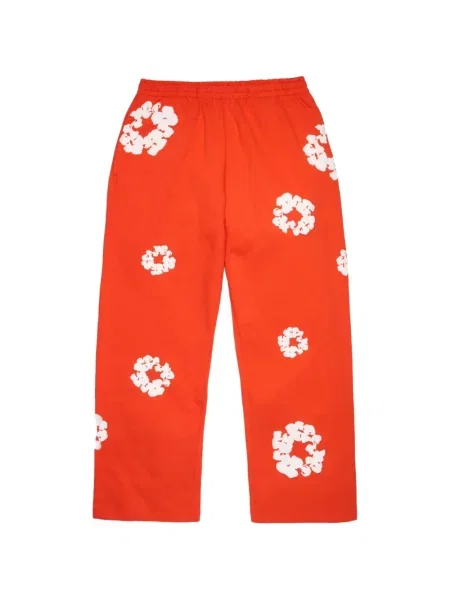 Pantaloni Denim Tears cu model floral cu imagine alergare portocaliu