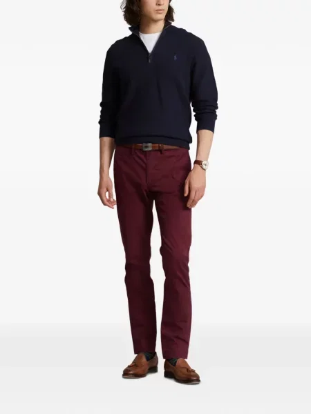Tricou polo Polo Ralph Lauren cu glugă cu blană cu broderie roșu
