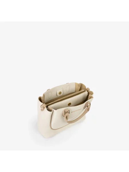 Lniana shopperka Valentino By Mario Valentino beżowa