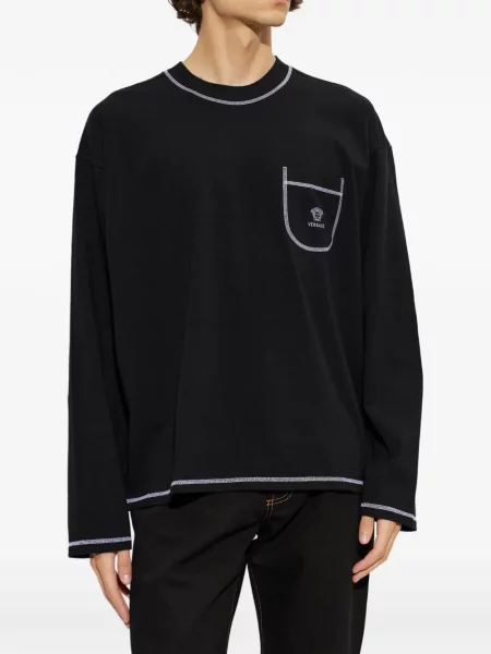 Tricou Versace din jerseu cu autograf negru