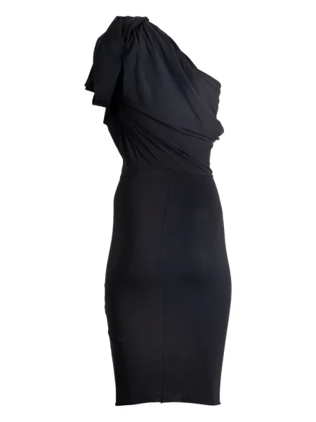 Drapované midi šaty Rick Owens po kolena na jedno rameno černé