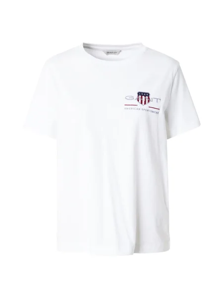 GANT Tricou albastru marin / gri / roşu închis alb