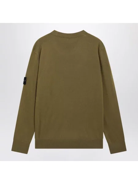 Lniany sweter Stone Island z kamieniami zielony