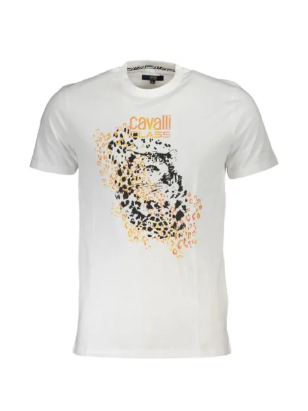 Tricou Cavalli Class cu imagine cu model leopard alb