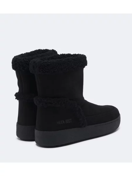 Cizme scurte Moon Boot din piele de căprioară negru