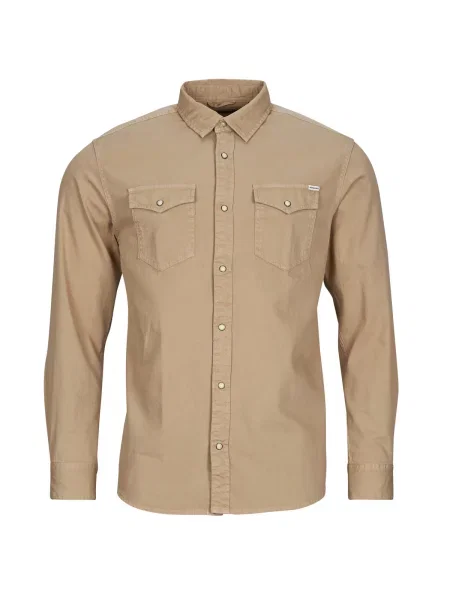 Srajca Jack & Jones z dolgimi rokavi bež