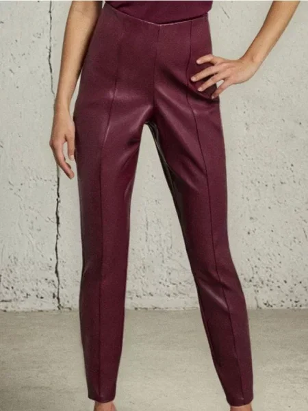 Штани зі штучної шкіри бордовий
