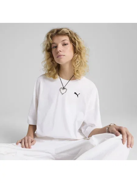 Krótka koszulka oversize WARDROBE ESS biała