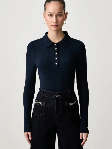 Tommy Hilfiger tričko s dlouhým rukávem s viskózou