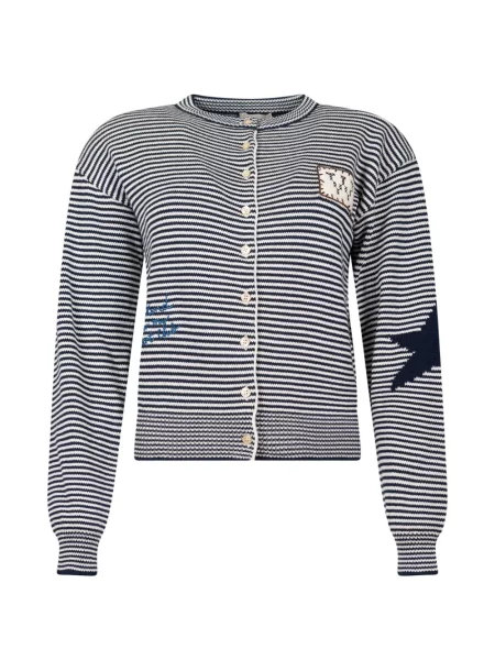 Cardigan Weekend Max Mara tricotate cu aplicații albastru