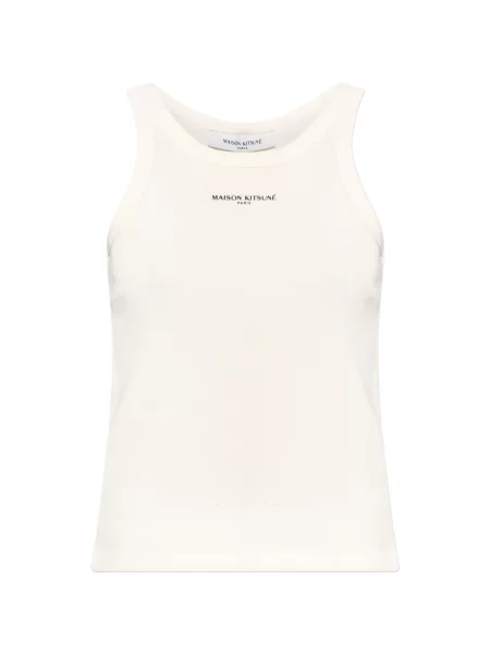 Top Maison Kitsune cu nervuri cu autograf