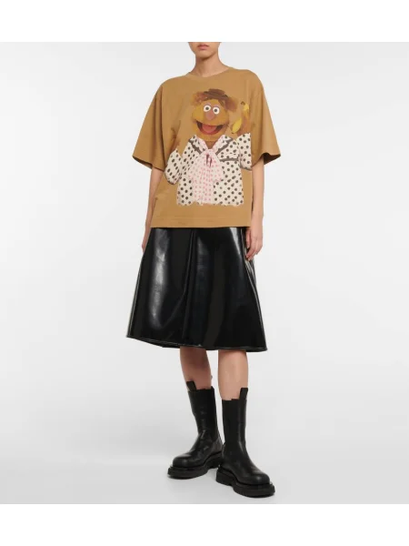 Műbőr midi szoknya Moncler Genius fekete