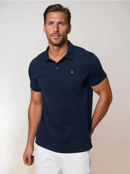 Sinsay polo z haftem granatowy
