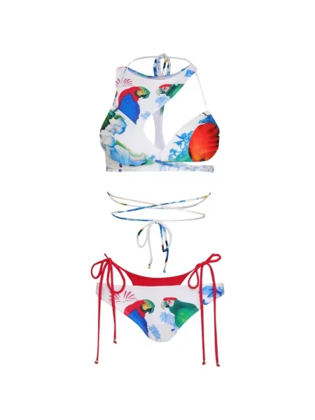 Costum de baie doua piese Amir Slama cu model floral cu imagine alb