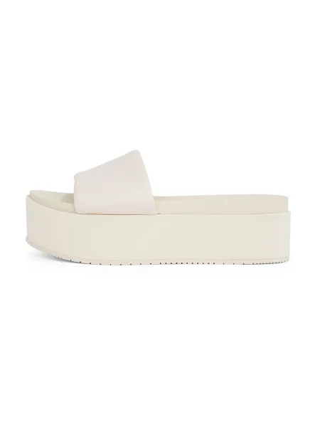 Natikači Calvin Klein Jeans Flatform Sandal Slide In Nylon Écru siva