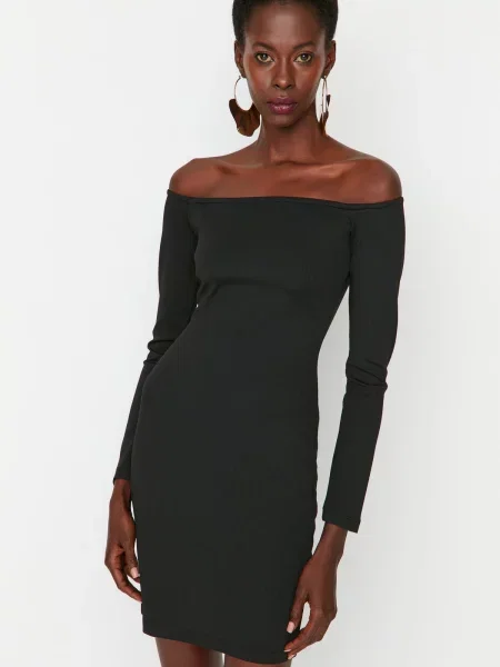 Gulerat rochie de seară Trendyol negru
