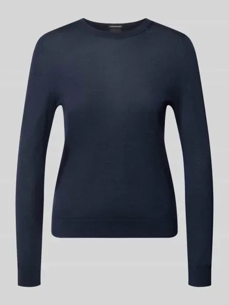 Sweter w kroju regular fit z czystej żywej wełny model Ferpina' Boss granatowy