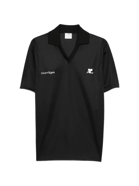 Tricou Courreges cu decolteu în V negru