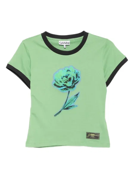Grafic tricou Ganni cu imagine verde