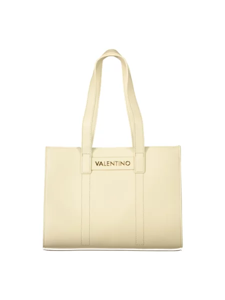 Lniana torebka Valentino Bags beżowa
