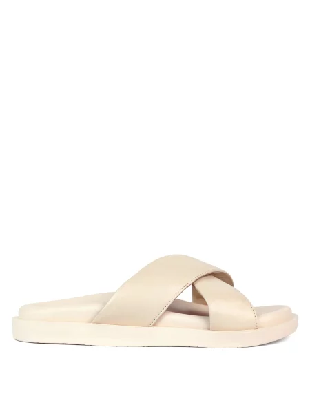 Кожаные шлепанцы Oldcom бежевые