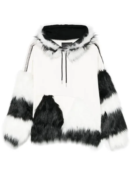 Sztuczne futro bluza z kapturem Loulou biała