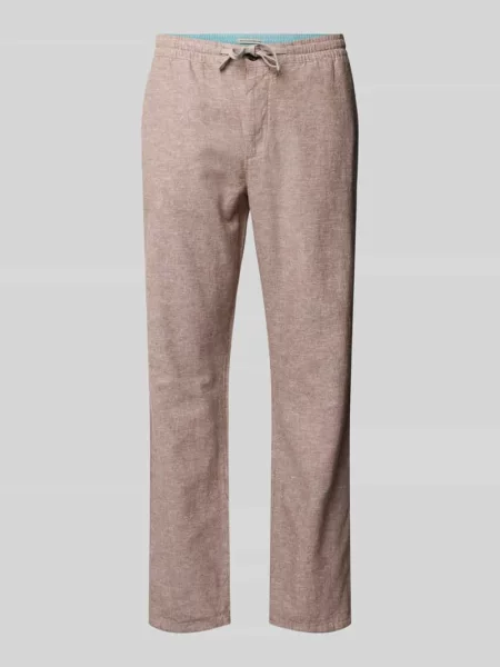Spodnie lniane o kroju regular fit z elastycznym pasem Tom Tailor