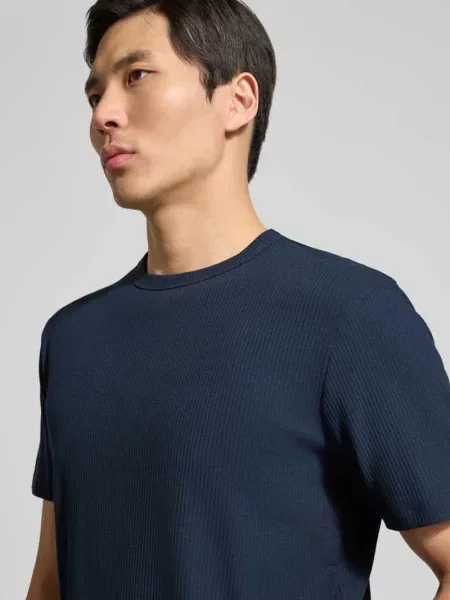 T-shirt o kroju regular fit z mieszanki bawełny i modalu Tom Tailor Denim granatowa