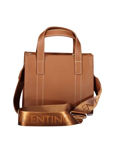 Lniana torebka Valentino Bags brązowa