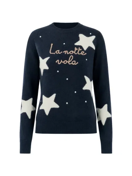 Pulover Mc2 Saint Barth cu broderie albastru