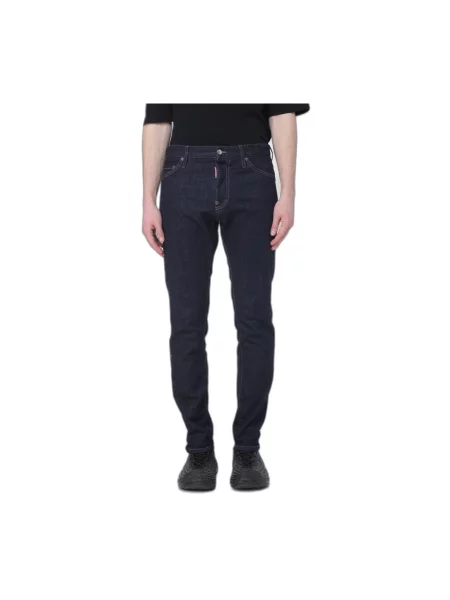 Jeansy Dsquared2 ze stretchu typu teddy niebieskie