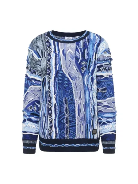 Sweter Carlo Colucci z nadrukiem niebieski