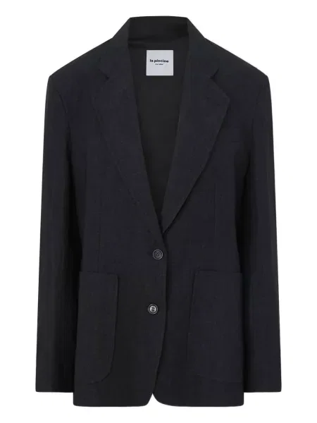 Lniana marynarka La Piscine jednorzędowa niebieska