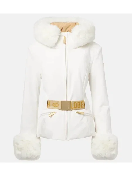 Jeździć na nartach sztuczne futro kurtka narciarska Goldbergh biała