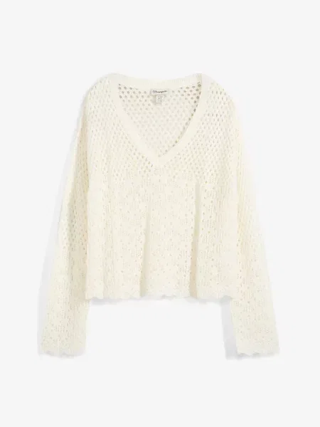 Lekki sweter ażurowy biały