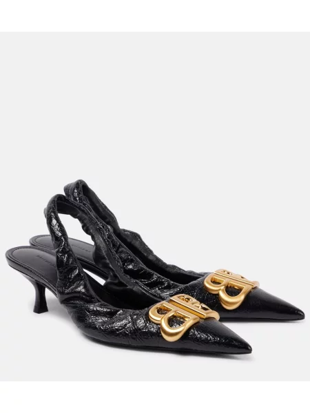 Pantofi cu toc Balenciaga din piele slingback negru