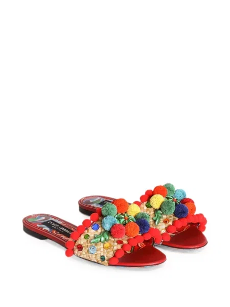 Papuci de casă Dolce & Gabbana cu pompoane roșu