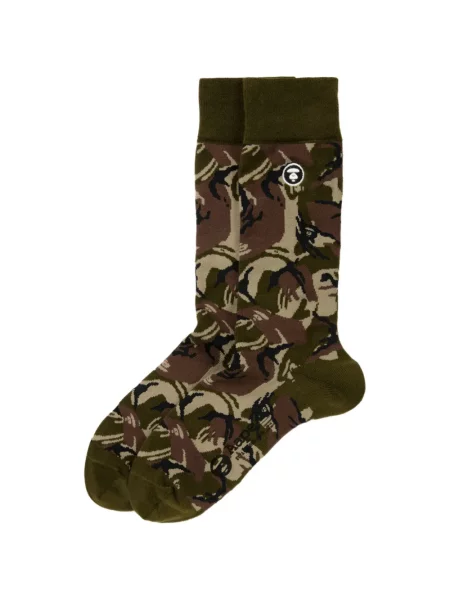 Șosete Aape By A Bathing Ape cu model camuflaj cu autograf verde