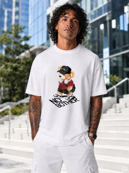 T-shirt oversize z nadrukiem Dstreet biały