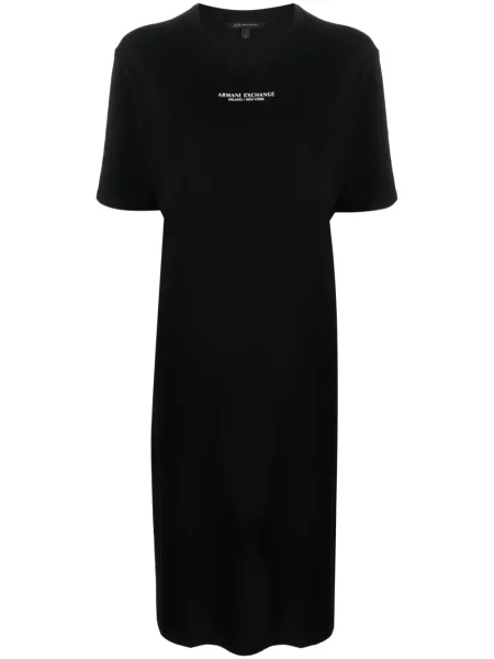 Sukienka koszulowa Armani Exchange z nadrukiem z rozcieciem garniturowa czarna