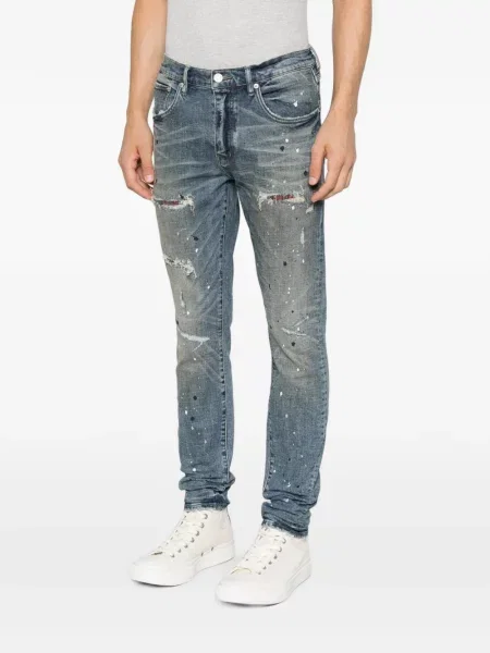 Κοκαλιάρης skinny τζιν Purple Brand με φθαρμένο εφέ μπλε