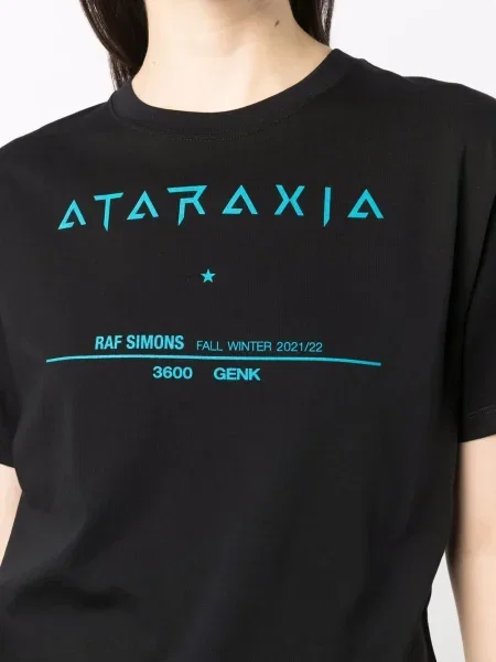 Къс тениска Raf Simons с принт черно