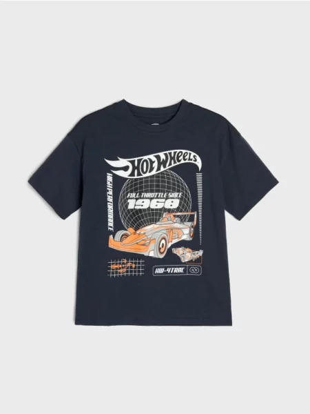 Sinsay oversize tričko s potiskem Hot Wheels šedá