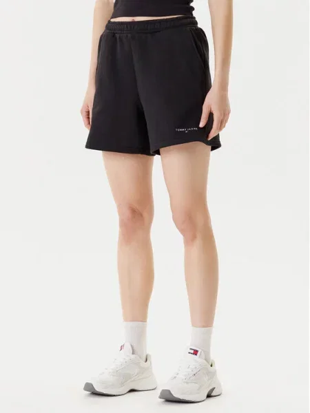Tommy Jeans Športne kratke hlače Linear črna