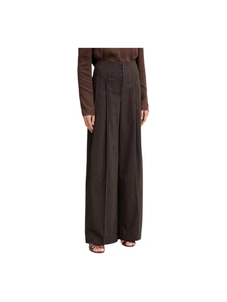 Rotate spodnie szerokie high waist brązowy