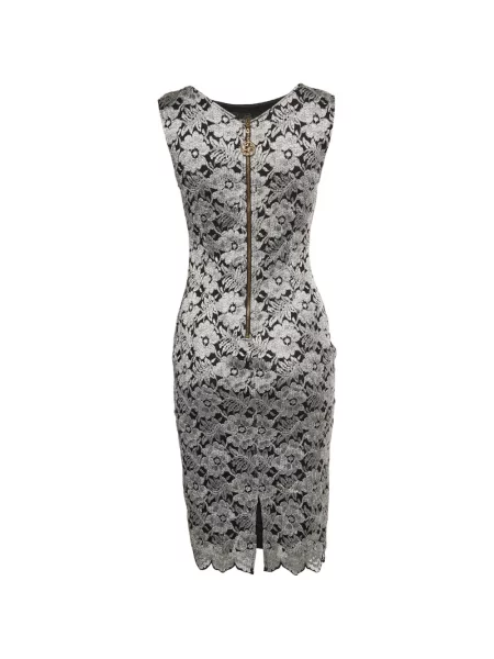 Rochie midi Cavalli Class cu model floral din jacard gri