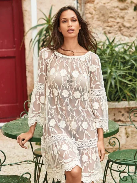 Пляжная туника бежева