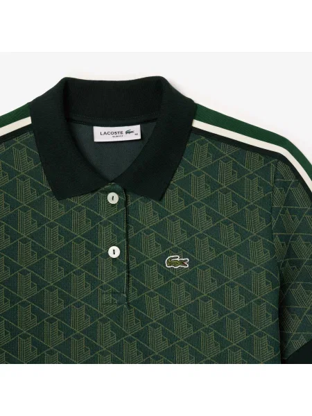 Lacoste Koszulka Polo Z Monogramem Slim Fit Ciemnozielona zielony