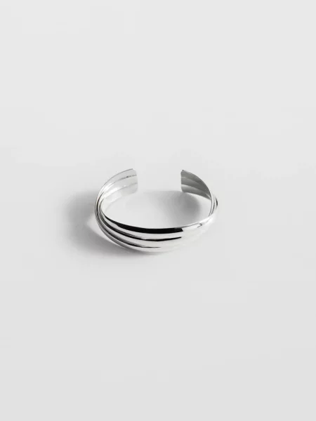 Sztywna bransoletka z wypukłościami srebrny Kobieta uniwersalny MANGO